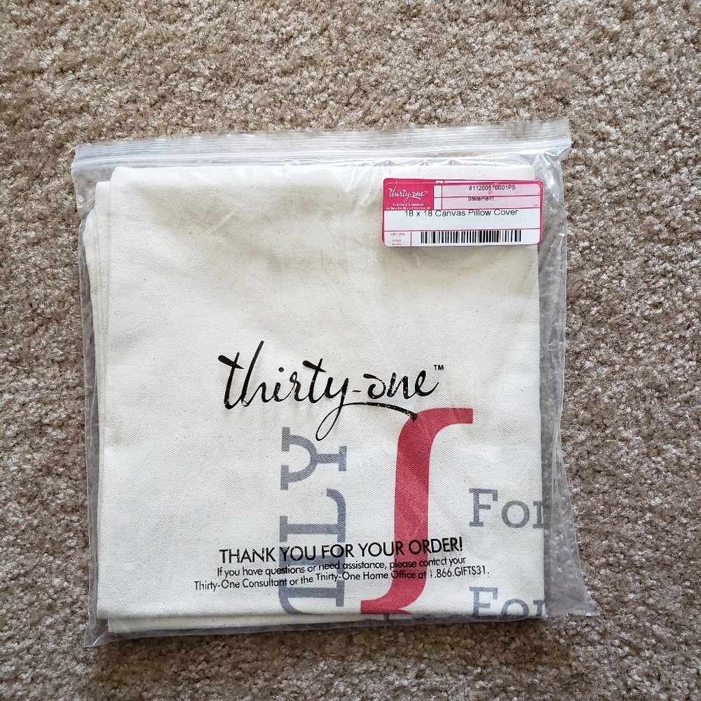 Thirty-One Family canvas pillow cover